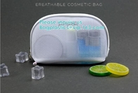 Netwerk &amp; Pu-leer kosmetische zak voor bevorderings mooie verpakking, van de de make-up kosmetische zak van het polyester duidelijke netwerk eco vriendschappelijke pac