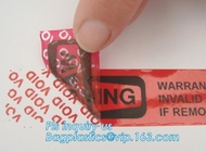 Van de de veiligheidsverbinding van de garantie etiketteert de open nietige sticker van de het etiketstamper het bewijsstickers, transparante garantie nietige verbinding bagplastics