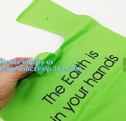 Biologisch afbreekbare de t-shirtvuilniszak van de fabriekslevering 100%, maïszetmeel plastic composteerbare vuilniszak