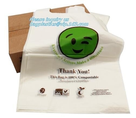 Biologisch afbreekbare Plastic de Drager van het de Zak Composteerbare Vest van het T-shirtvoedsel het Winkelen Zak, biologisch afbreekbare tran van het composthuis ASTM D6400