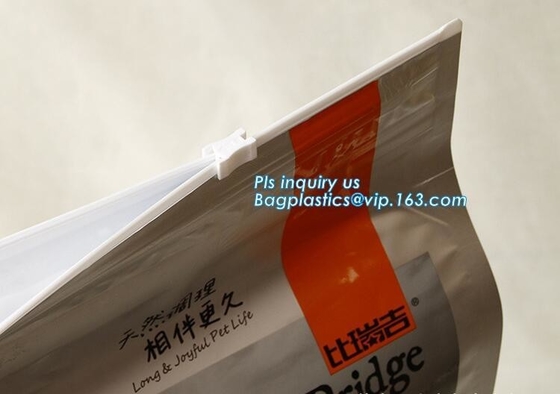 Van de de Hoekplaat plastic Hond van de schuifritssluiting Zij het Voedsel voor huisdieren Verpakkende Zak, van de de bodemaluminiumfolie van 1kg 4kg 15kg vlakke de schuifritssluiting pedig