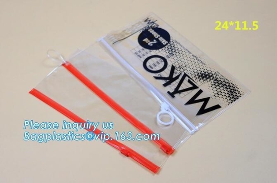 Swimweartoiletry de Vinylzak van pvc met Schuif Zip lockkk, zak van pvc van de Schuifritssluiting de Duidelijke voor pvc EVA van de pakket Vinyl, onverwacht knoop