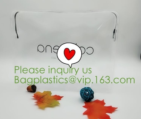 De nylon Zak van Ritssluitingspvc Promotie past Logo Print Transparent-de Plastic Duidelijke Kosmetische Zak van pvc met Niet-geweven Ritssluiting aan
