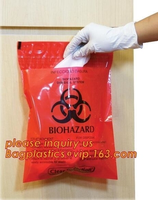 Het bioharzard-Specimen doet/de Medische Zak van Afvalbiohazards/Medische Afvalverwijdering, Aangepast Biohazard-Specimen Medisch Laboratorium in zakken