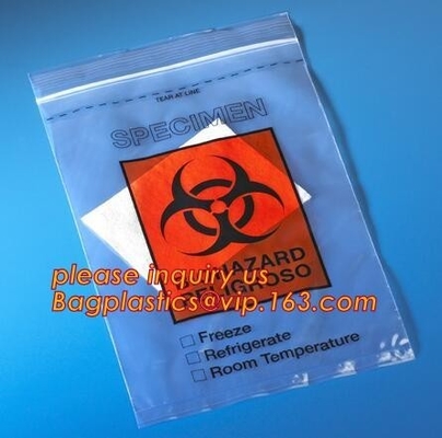 Het bioharzard-Specimen doet/de Medische Zak van Afvalbiohazards/Medische Afvalverwijdering, Aangepast Biohazard-Specimen Medisch Laboratorium in zakken
