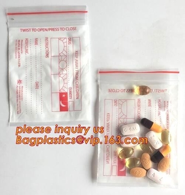 De medische zak van de Ritssluitingsbag/ldpe Medische ritssluiting/de Zak van de Geneeskunderitssluiting, programmeerbaar medisch Zip lockkk-verpakkend de zakpit van de pillencapsule