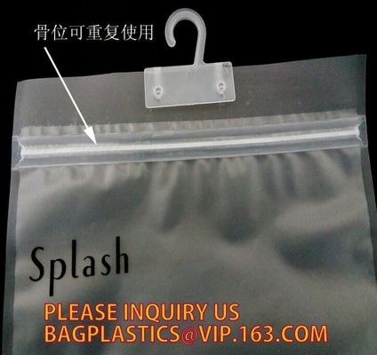 Zip lockkk resealable plastic verpakkende zakken voor kleren, PE/PE/plastic de ritssluitings plastic zakken van pp voor kleren, hangerhaak