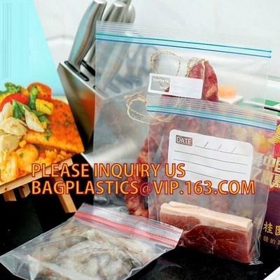 huishoudenldpe Transparante reclosable zak in kleurenvak, PE de lunchzakken van de voedselritssluiting met kleurenvak, FDA-het voedsel van het Huishoudengebruik