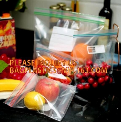 Van de de ritssluitings dubbele zak van ROHS rekupereerbare de kangoeroezak, Witte ondoorzichtige ritssluitings reclosable plastic zakken, FDA-de diepvriezer van de voedselopslag
