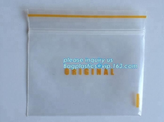 De plastic Douane drukte de Zak van de Plastic ZakkenZip lockkk van Zip lockkk voor Verpakkingsvervangstuk, gele lijn, rode lijn, rood pit, gele zi