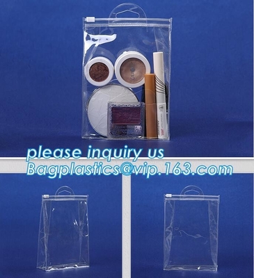 De biologisch afbreekbare Aangepaste druk Duidelijke Kosmetische Standup Zip lockkk Zak van pvc, Toiletries de Kosmetische Zak van Pvc met Marmer graaft