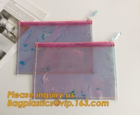 De holografische van de Douanelogo transparent van de Fabrieksvervaardiging van de Zakvrouwen van pvc Kosmetische van de de Reis Duidelijke Was Organisator Pouch Bagease