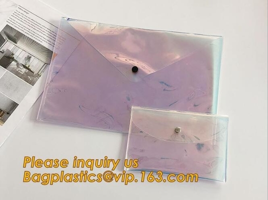 de zak van de neonknoop, knoopenvelop, A4 maakt het Documentzak van pvc pp, beste van het gebruikspvc van de kwaliteitsschool het documentzak voor houder waterdicht