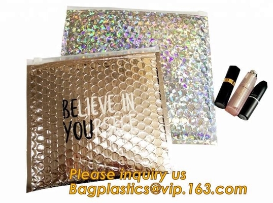 De kosmetische Roze Schuif vulde Zak/Zilveren Zip lockkk-Zak met Bel, de Opgevulde Folie van het Enveloppen Goedkope Aluminium Holografische op Zip lockkk