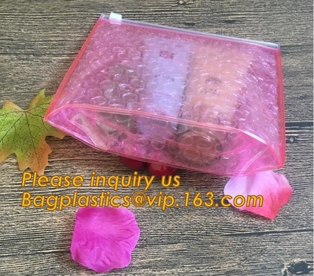 De holografische Zak van de de Ritssluitingsbel van de Ritssluitingsschuif, Kosmetische Ritssluitingszak Rose Gold Slider Bubble Bag met Embleem, Schuifbel Zi