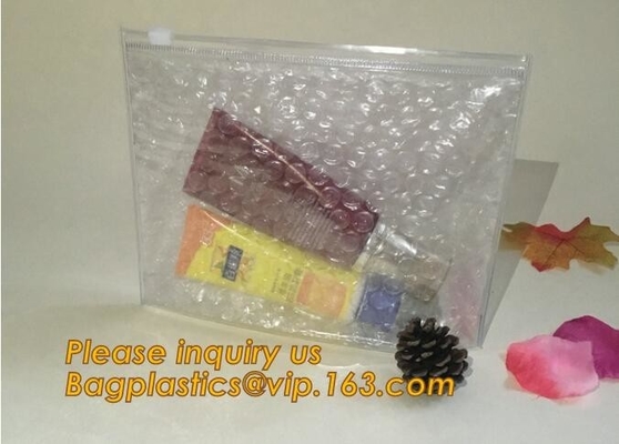 De holografische Zak van de de Ritssluitingsbel van de Ritssluitingsschuif, Kosmetische Ritssluitingszak Rose Gold Slider Bubble Bag met Embleem, Schuifbel Zi