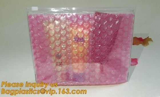 De holografische Zak van de de Ritssluitingsbel van de Ritssluitingsschuif, Kosmetische Ritssluitingszak Rose Gold Slider Bubble Bag met Embleem, Schuifbel Zi