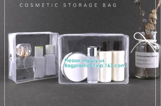 van de de make-up doet de vastgestelde zak van reispvc promotiezakken, Duidelijke de Reismake-up van de Schoonheidsmiddelendoos de Zak van Organisatorbag pink toiletry met in zakken