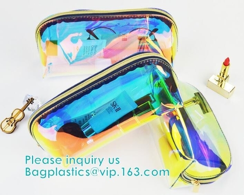 Het holografische van de het Neonzak van de Kleurenzak Schoonheidsmiddel van Pvc Duidelijke maakt omhoog Zak in Regenboog, de holografische bagholographic handige laser van Zip lockkk