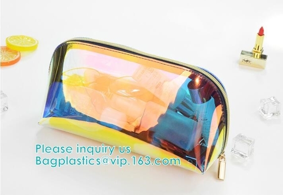 Het holografische van de het Neonzak van de Kleurenzak Schoonheidsmiddel van Pvc Duidelijke maakt omhoog Zak in Regenboog, de holografische bagholographic handige laser van Zip lockkk