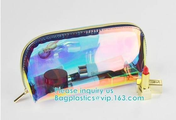 Het holografische van de het Neonzak van de Kleurenzak Schoonheidsmiddel van Pvc Duidelijke maakt omhoog Zak in Regenboog, de holografische bagholographic handige laser van Zip lockkk