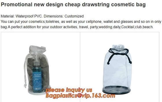 de vinyl drawstring zakken van de organzagift, de kosmetische duidelijke vinylzakken van pvc Drawstring, Drawstring-Zak voor Gift Verpakking, Eva, tp