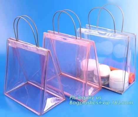 het winkelen van pvc de verpakkende handvatzak met knoop, promotie duidelijke het handvat van totalisatorpvc het winkelen de totalisatorzak van zakpvc, matrijs sneed hand