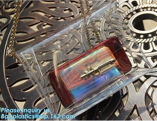 De het Strandzak van pvc van manierpvc Tote Bag Shoulder Handbag Transparent, vormt transparant pvc-de zakkruis van de damesschouder - lichaam s