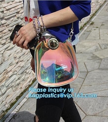 regelbare de totalisatorzak van pvc van schouderriemvrouwen nylon, van de de Schouderzak DIY van pvc van het de Zomerstrand de Duidelijke Transparante Koppeling Tote Bag