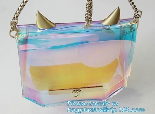 van de de drukschouder van laserpvc nieuwe materiële de totalisatorzak, Meisjesschouder Tote Beach Bag, het Strandhandtas van Dames Transparante pvc