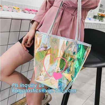 de populaire zak van de zak transparante pvc van de bankschouder, het Strandzak van pvc van pvc Tote Bag Shoulder Handbag Transparent, toevallige strandbedelaars