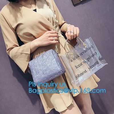 Nieuwe van de de Schoudertotalisator van Ontwerp Elegante Transparante Handtassen het Strandzakken van pvc voor vrouwen, pvc Tote Bag Shoulder Handbag Transparen