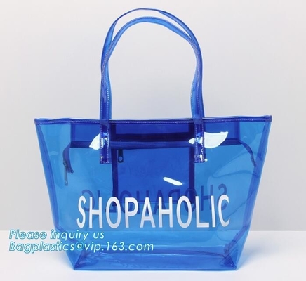 De ritssluitingszak van Eco vriendschappelijke pvc/duidelijke bag/PVC het handvatzak van pvc, Duidelijke pvc-handvatzak, Duidelijke plastic boodschappentas, Superieure qual