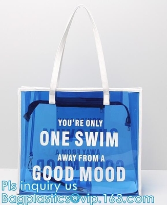 Van de Vrouwenhandtassen van de manierzomer van de Schouderzakken Transparant pvc Tote Beach Bags, Promotie het Strandzak van de Zomer Duidelijke pvc, peuter