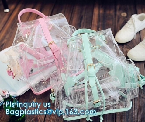 rugzakgroothandel met opgevulde riemen, Promotie Transparante pvc-Schoolrugzak met Aangepast Logo Clear Children B
