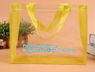 Pvc en niet geweven zippered kledings verpakkende zak, de zak van het giftpakket met handvat, zakken met ritssluiting en het genaaide handvat, draagt