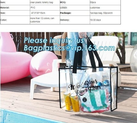 Zak van de de Handtasschouder van pvc van de zomer de Afneembare Vrouwen Transparante, van de het zand vinyltotalisator van de handvatschouderriem het strandzak van pvc duidelijke