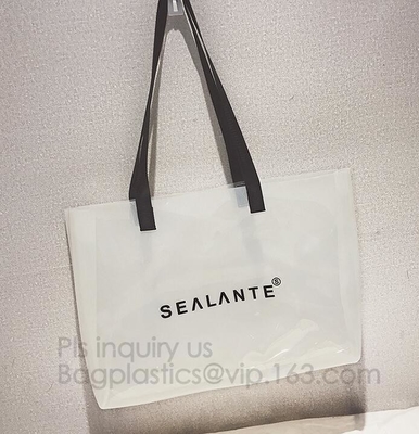 Semi-duidelijke Tote Bags Stripe-de Schouderzak van pvc met Zak, van de de Handtasschouder van pvc Pu de In Zak van het de Zakstrand, pvc-schouderzak