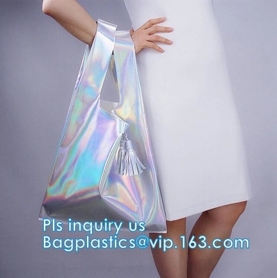 Van de BoodschappersTransparent van de sluitingsschouder de Handtas van pvc, pvc Jelly Tote Bag 2 van de het Strandzak van PC Vastgestelde het Suikergoedhandtas, Pvc Dame Women