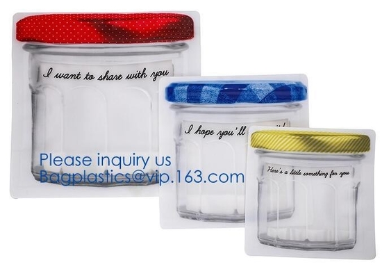 Biologisch afbreekbare Aangepaste Gevormde van de Plastic Zak Duidelijke Mason Bottle Modeling Zippers Storage van de Voedselcontainer de Snacks Plastic bedelaars