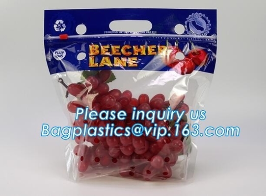 Resealable Plastic Zak van het Openingsgat voor Fruit met Schuif, OEM drukte van de de rangschuif van het Embleemvoedsel de Opslagzakken, Douane grape/fr