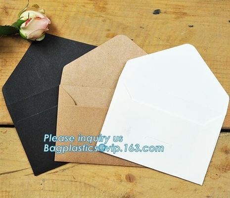 De matte zwarte kaartdocument envelop in de grootte van A4 A5 B5 C5 C6 A3 met de folie van de de drukkleur van het douaneembleem nam gouden het stempelen zilver toe