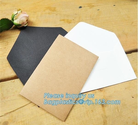 De matte zwarte kaartdocument envelop in de grootte van A4 A5 B5 C5 C6 A3 met de folie van de de drukkleur van het douaneembleem nam gouden het stempelen zilver toe