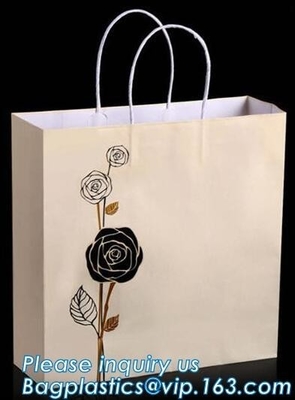 Aangepaste het Document van Browd Kraftpapier het Winkelen Zak met Handvatten voor Kleding, OEM Douane die Kleine Kerstmiswhit drukt van de Luxegift