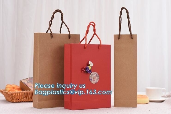 Maakte het luxe Aangepaste Goud Druk van de Embleem de volledige die kleur door 250gsm C1S Art Gift Shopping Paper Bag met Lintboog Han wordt gemaakt in reliëf