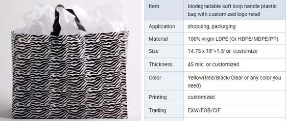 van de het productdruk van China plastiek van het ontwerp draagt het vouwbare kleren zak/douaneldpe het handvatkleding die van de matrijzenbesnoeiing plastic B verpakken