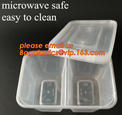 De beschikbare Plastic Doos van de de Lunchcontainer van het 4 Compartimentenvoedsel Thermische, Plastic Meeneemvoedseldoos met samengevoegde dekkingsbagease