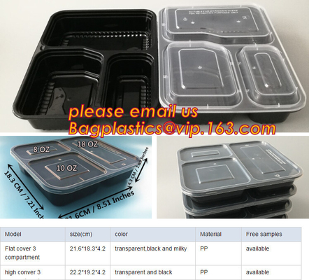 Haalt het plastic beschikbare plastiek van de voedselrang bentodoos met 4 compartiment, Container van het Containers de Plastic Lekvrije Voedsel weg