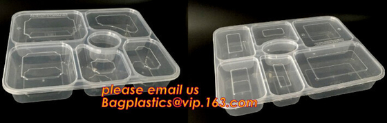 Haalt het plastic beschikbare plastiek van de voedselrang bentodoos met 4 compartiment, Container van het Containers de Plastic Lekvrije Voedsel weg