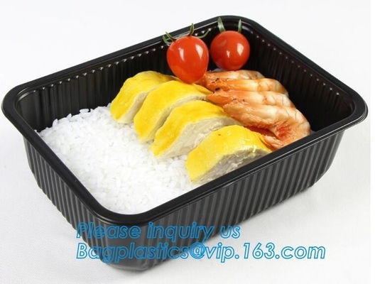 de meeneemdoos van de lunchbento van de voedselcontainer beschikbare plastic, vierkante plastic het voedselcontainer van PLA, snel essentieel voedselpakket